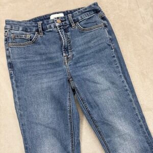 Jen 7 for 7 For All Mankind Jeans Women's 4 Petite Flare Leg Slit Side Hem Denim